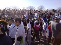 握手を求められるドアラ