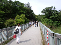 橋を渡る