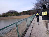 琵琶ヶ池沿いを走る